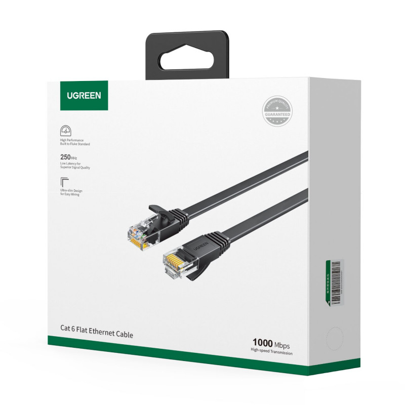Ugreen Flaches Cat6 U/UTP Patchkabel RJ45, 0,5 m, μαύρο