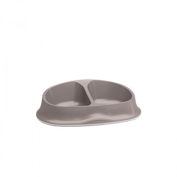 Stefanplast Διπλό μπολ φαγητού Chic 0,25+0,25L 27x17,5x7,2cm ανοιχτό γκρι