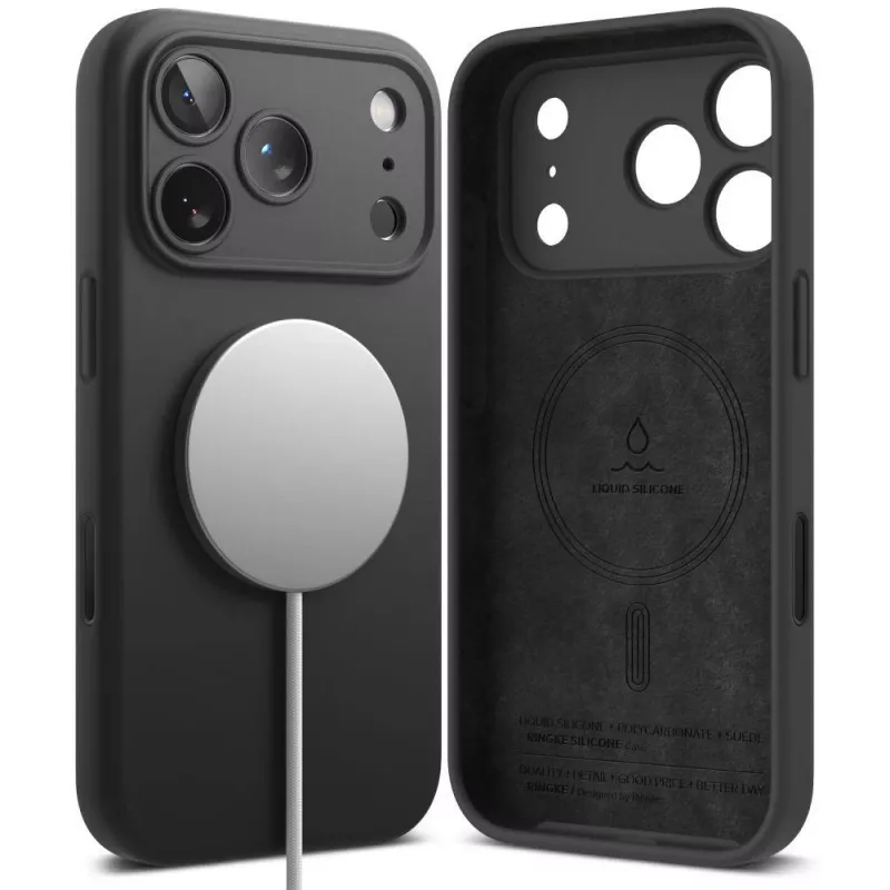 Ringke Σιλικόνης Μαγνητική Θήκη MagSafe για iPhone 18 Pro Max, μαύρη