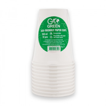 Gogreen Go Green φιλικά προς το περιβάλλον ποτήρια 350 ml, 10 τεμ., λευκό