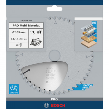 Bosch Multi Material δίσκος πριονιού 165 x 30/20 x 2,4 mm, 42 δόντια (2608640519)