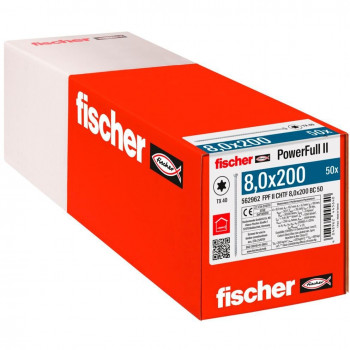 Fischer βίδα ξυλοκατασκευών PowerFull II 8.0x200 ZK TX VG (50 τεμ., πλήρες σπείρωμα, γαλβανισμένη)