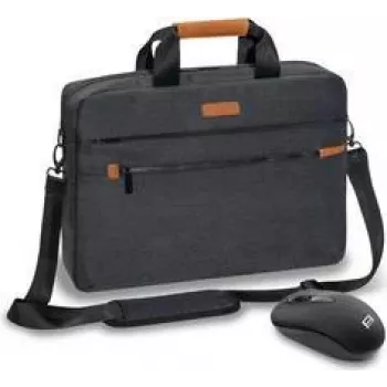 PEDEA Elegance Pro 15,6 ίντσες τσάντα laptop με ποντίκι, γκρι (SET010-66066435)