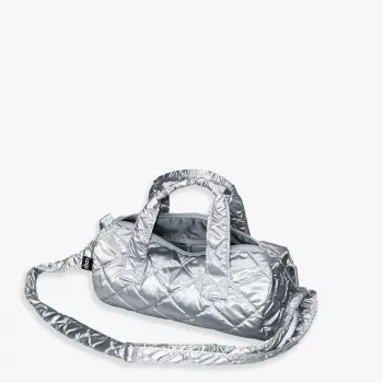 Τσάντα εβδομάδας LOQI Metallic – Ασημί Puffy (medium)