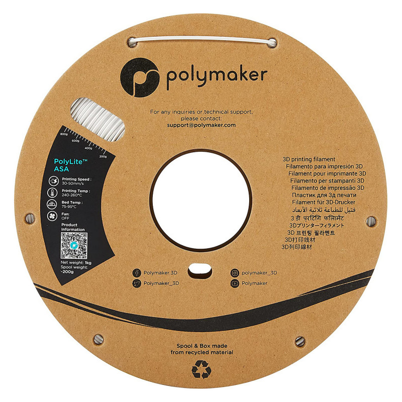 Polmask ASA νήμα 3D εκτυπωτή, 1,75 mm, 1 kg – λευκό (PF01002)
