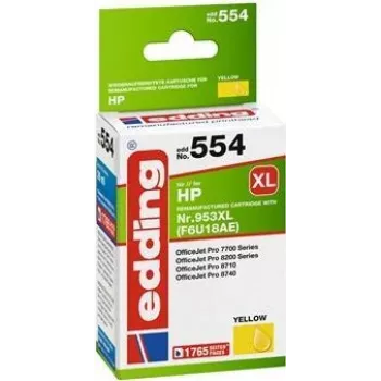Edding EDD-554 Συμβατό δοχείο μελανιού, Υψηλή απόδοση (XL), Κίτρινο (18-554)