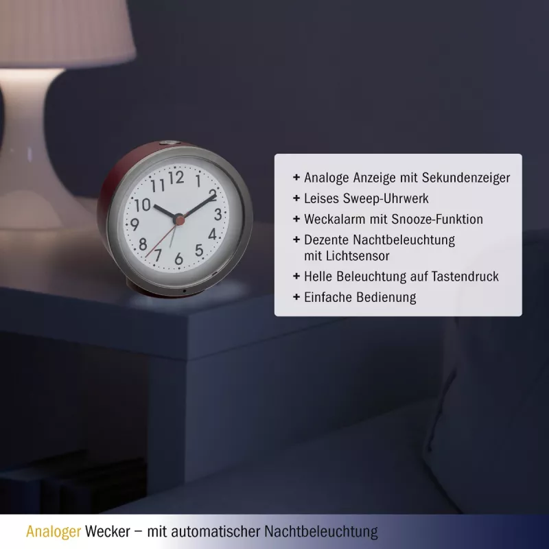 TFA Dostmann 60.1034.05 Ρολόι ξυπνητήρι quartz Κόκκινο 1 ώρα αφύπνισης