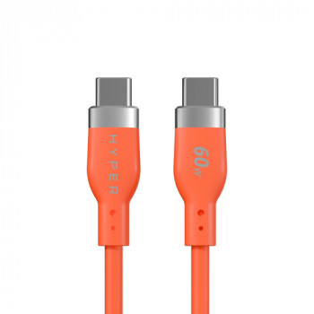 Targus HyperJuice Flex Καλώδιο φόρτισης σιλικόνης USB-C σε USB-C, USB 2.0, 1,5 m, πορτοκαλί (HJ4011OGGL)