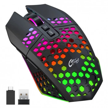 GameBox gaming ποντίκι RGB 2,4GHz ασύρματο κοίλη θήκη + φόρτιση USB 1600 DPI Μαύρο
