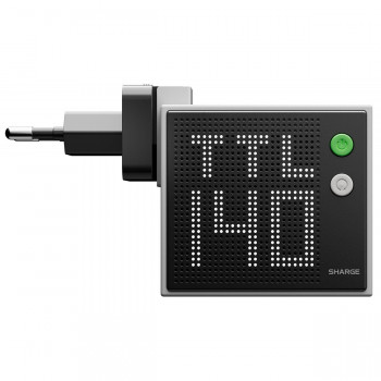 SHARGE Pixel 140 φορτιστής GaN, 140W, 3x USB-C, οθόνη Dot-Matrix - γκρι