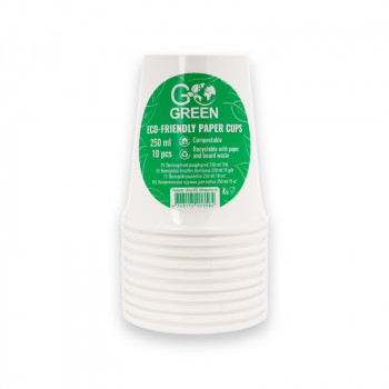 Gogreen Go Green κομποστοποιήσιμα ποτήρια 250 ml, 10 τεμ., λευκό