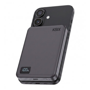 Ksix Powerbank Magslim 10000 mAh μαγνητικό 15W USB-C PD 20W ψηφιακή ένδειξη μαύρο