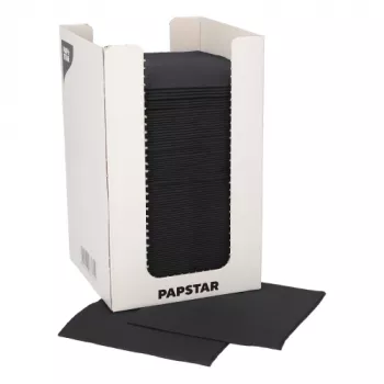 PAPSTAR χαρτοπετσέτες κοκτέιλ PUNTO, 200 x 200 mm, μαύρο tissue, 2 φύλλων, δίπλωση 1/4, με Dot on Dot Micro