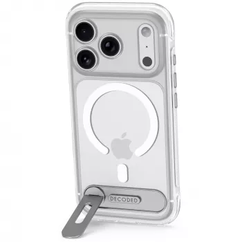 Decoded AntiMicrobial Hybrid Stand Backcover – Θήκη με βάση για iPhone 18 Pro / 17 Pro, συμβατή με MagSafe (διαφανές)