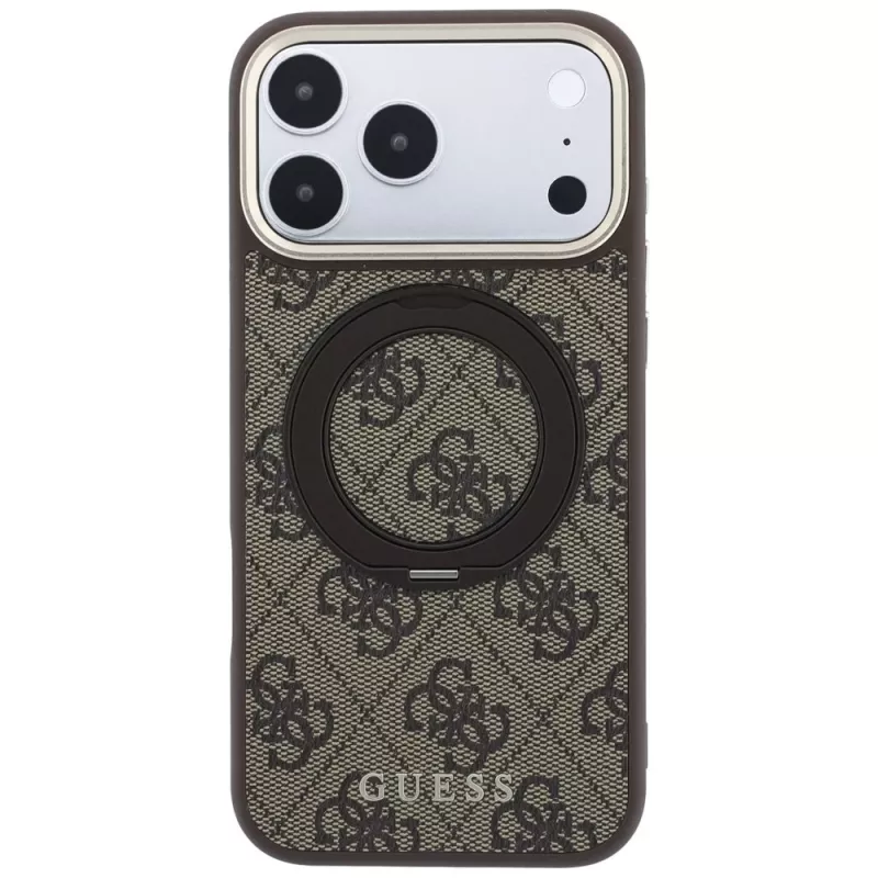Guess Ring Stand 360 4G Classic Logo Θήκη MagSafe για iPhone 18 Pro / 17 Pro καφέ