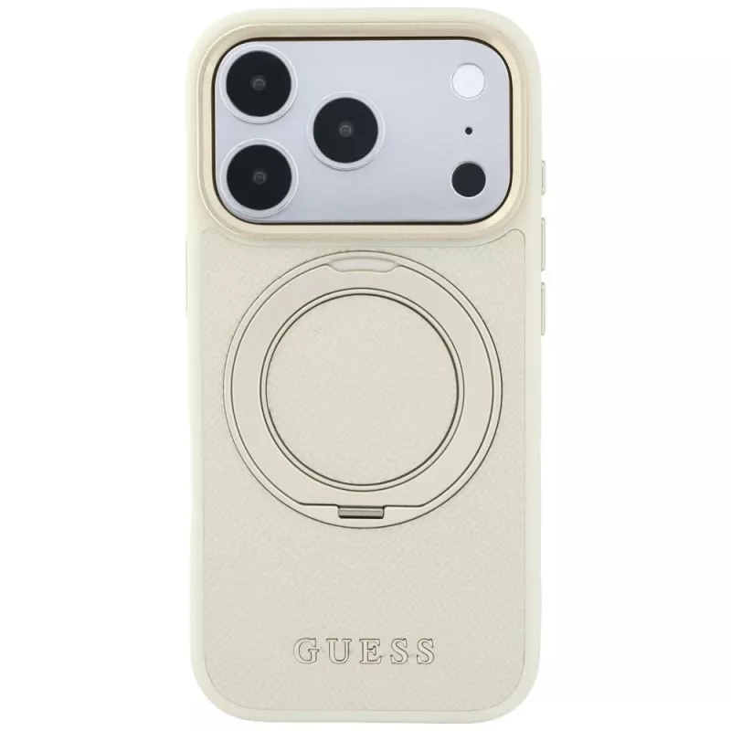 Guess Ring Stand 360 Grained Classic Logo Θήκη MagSafe για iPhone 18 Pro Max / 17 Pro Max μπεζ