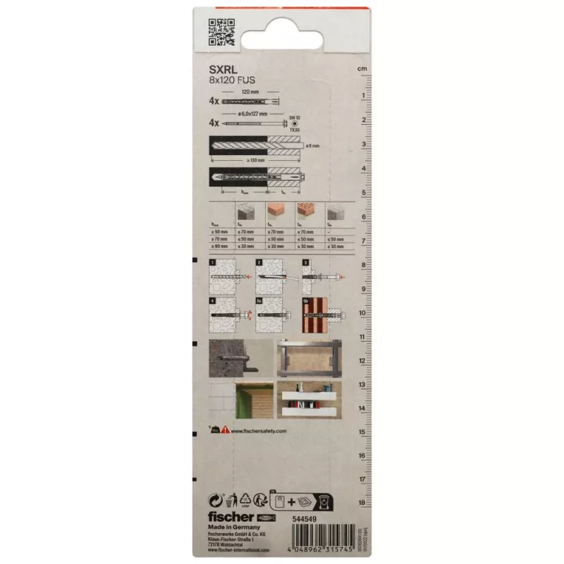 Fischer 544549 SXRL 8 x 120 FUS K NV Ούπα μακρύς 120 mm