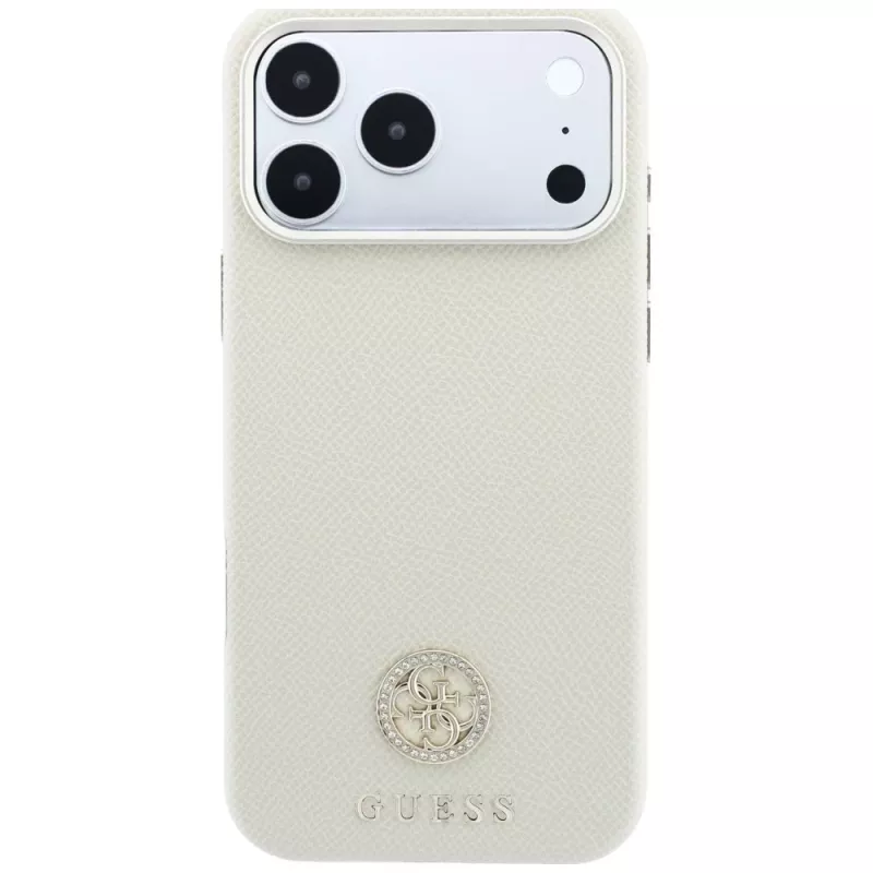 Θήκη Guess Grained Round Strass Logo MagSafe για iPhone 18 Pro Max / 17 Pro Max μπεζ