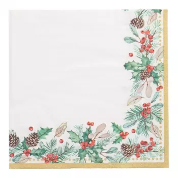 PAPSTAR Χαρτοπετσέτες Mistletoe and Pinecone 50 τεμ. (37230)