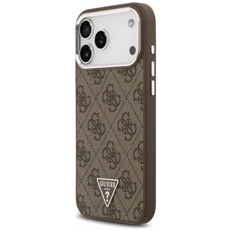 Θήκη Guess 4G Triangle Logo MagSafe για iPhone 18 Pro Max / 17 Pro Max, καφέ/ασημί
