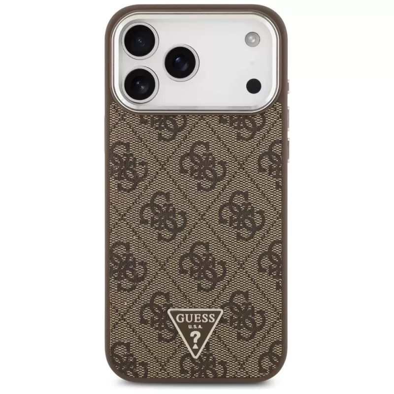 Θήκη Guess 4G Triangle Logo MagSafe για iPhone 18 Pro Max / 17 Pro Max, καφέ/ασημί