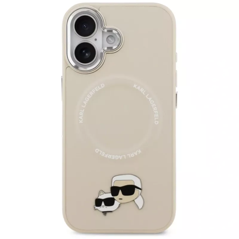 Θήκη Karl Lagerfeld Karl & Choupette Pins MagSafe για iPhone 17, μπεζ