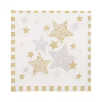 PAPSTAR χαρτοπετσέτες Stardust λευκό, χρυσό 3 φύλλων 33,0 x 33,3 cm, 100 τεμ.