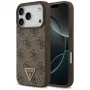 Guess δερμάτινη 4G Triangle Strass θήκη MagSafe για iPhone 18 Pro / 17 Pro, καφέ