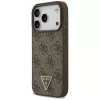 Guess δερμάτινη 4G Triangle Strass θήκη MagSafe για iPhone 18 Pro / 17 Pro, καφέ