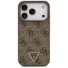 Guess δερμάτινη 4G Triangle Strass θήκη MagSafe για iPhone 18 Pro / 17 Pro, καφέ