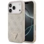 Guess δερμάτινη 4G Triangle Strass θήκη MagSafe για iPhone 18 Pro / 17 Pro, ροζ