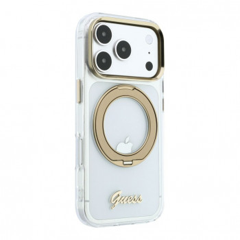 Guess HC MagSafe IML Ring Stand 360 Script Metal Logo θήκη για Apple iPhone 18 Pro, διαφανές