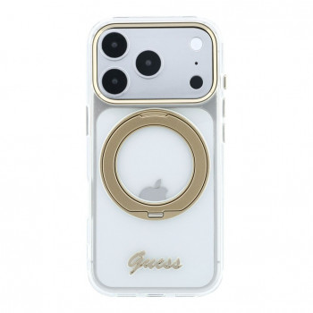 Guess HC MagSafe IML Ring Stand 360 Script Metal Logo θήκη για Apple iPhone 18 Pro, διαφανές