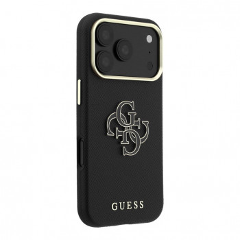 Guess SW ανάγλυφη PU & μεγάλο Resin Logo θήκη για Apple iPhone 18 Pro, μαύρο