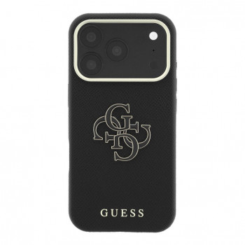 Guess SW ανάγλυφη PU & μεγάλο Resin Logo θήκη για Apple iPhone 18 Pro, μαύρο