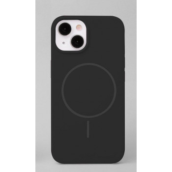 iLike Apple iPhone 15 θήκη σιλικόνης Soft Touch με μαγνήτη, μαύρη