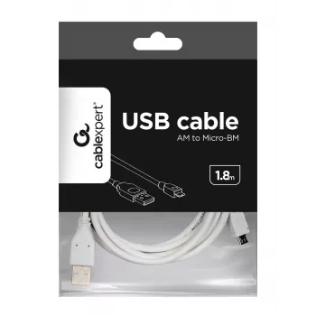 Gembird CCP-mUSB2-AMBM-6-W καλώδιο USB 2.0 A σε Micro-USB B, 1,8 m, λευκό