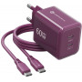Forcell F-Energy GaN III VT-60 60W PD QC 4.0+ 2x USB-C μπορντό τροφοδοτικό + καλώδιο USB-C