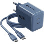 Forcell F-Energy GaN III VT-60 60W PD QC 4.0+ 2x USB-C τροφοδοτικό ναυτικό μπλε + καλώδιο USB-C