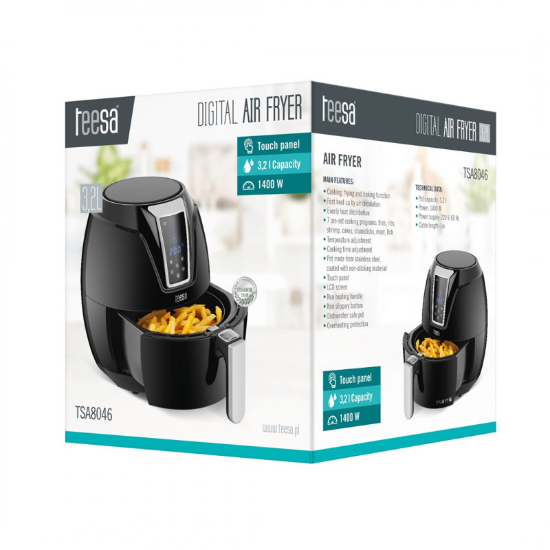 Teesa TSA8046 Φριτέζα αέρος, 3,2 l, 1400 W, Μαύρο