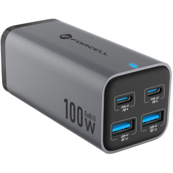 Forcell F-Energy GaN III VT-49 Φορτιστής γραφείου, 2x USB-C + 2x USB-A, PD, QC 4.0, 100 W, Γκρι