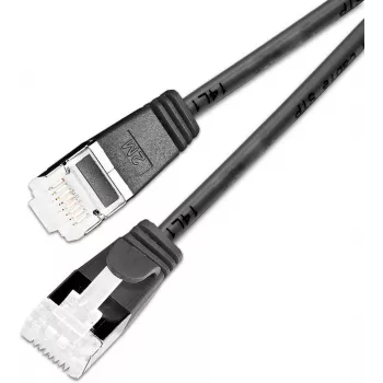 Wirewin SLIM Cat6a 10 Gigabit U/FTP ελαφρύ καλώδιο patch, στρογγυλό, Ø 3,8 mm, 0,15 m, Μαύρο