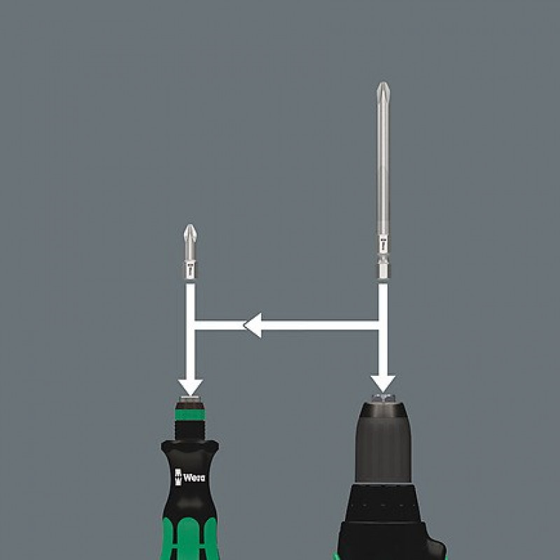Wera λαβή κατσαβιδιού με 1/4 inch μαγνητικό bit holder + 6 bits