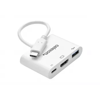 celexon Αντάπτορας USB-C Multiport σε HDMI και USB-A, Αρσενικό/Θηλυκό, Λευκό