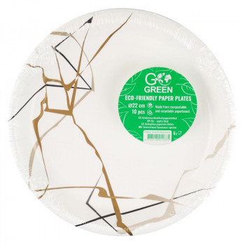 Gogreen Go Green Φιλικά προς το περιβάλλον χάρτινα πιάτα Marble Ø22 cm, 10 τεμ.