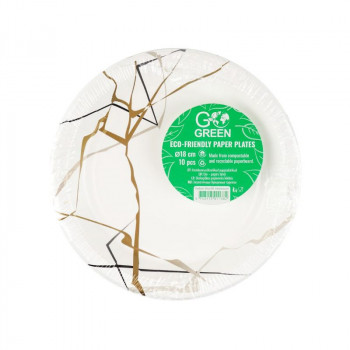 Gogreen Φιλικά προς το περιβάλλον χάρτινα πιάτα Marble Go Green Ø18cm 10 τεμ