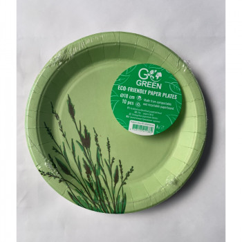 Gogreen Reed Go Green Φιλικά προς το περιβάλλον χάρτινα πιάτα Ø18cm 10 τεμ