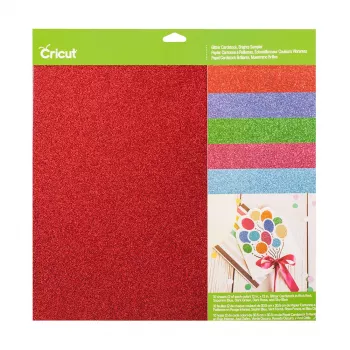 Cricut Χαρτόνι με Γκλίτερ Sampler 30 x 30 cm, 10 Φύλλα, Brights (P)