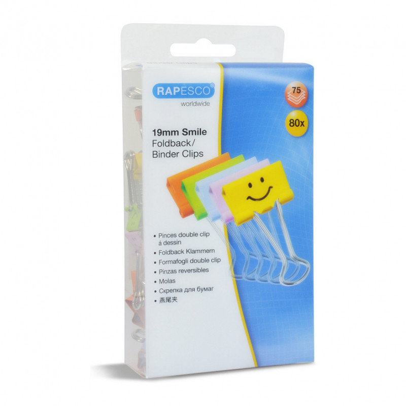 RAPESCO® συνδετήρες Foldback πολύχρωμοι ασσόρτι, 1,9 cm