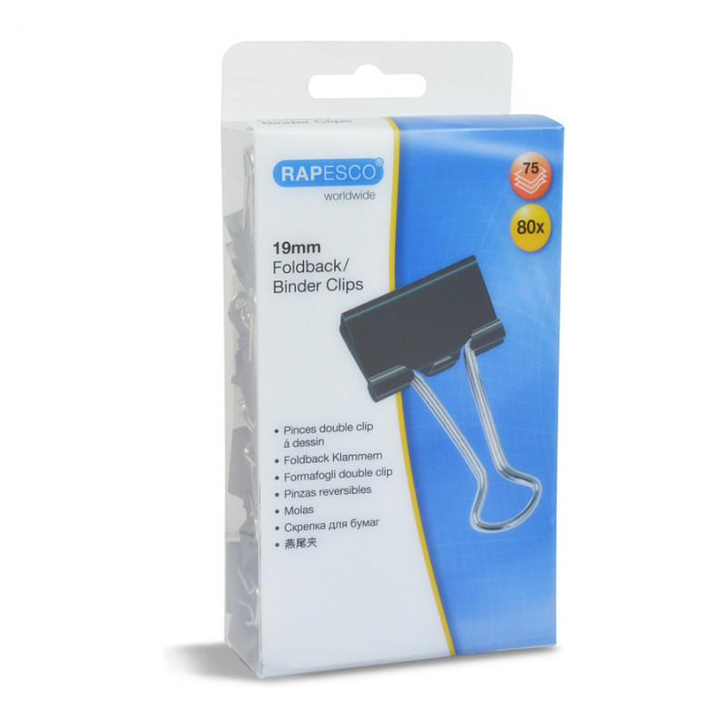 RAPESCO Κλιπ Foldback 1,9 cm, μαύρο